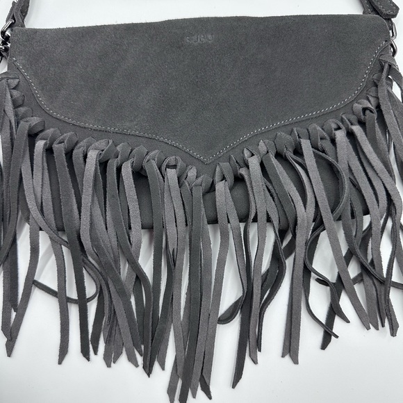 Susu crossbody suede leather fringe grey purse NWT - Picture 8 of 9